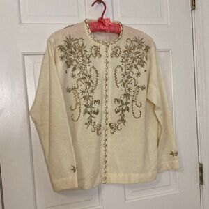 Very Vintage 1950’s Embroidered Cream Sweater